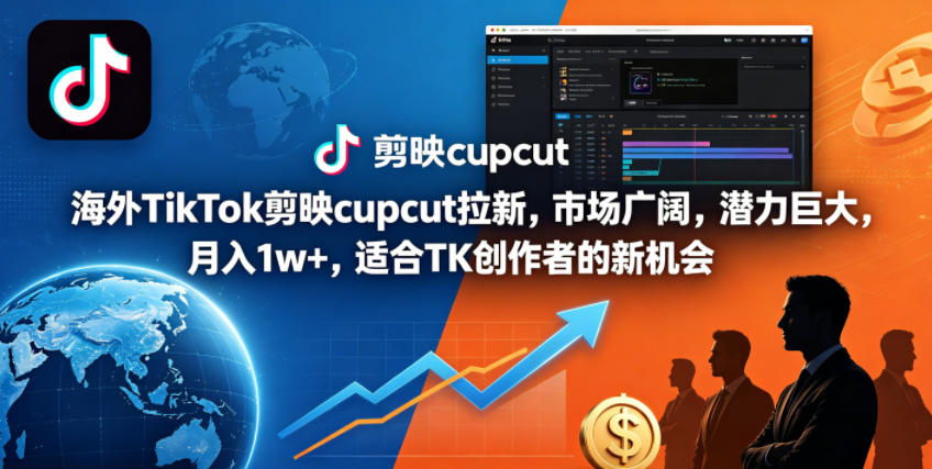 海外TikTok剪映cupcut拉新,市场广阔,潜力巨大,月入1w+,适合TK创作者的新机会-网赚副业网