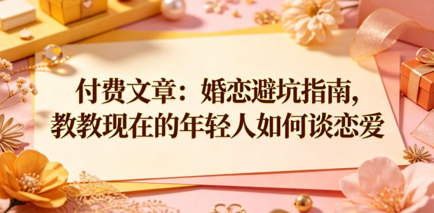 付费文章:婚恋避坑指南,教教现在的年轻人如何谈恋爱-网赚副业网