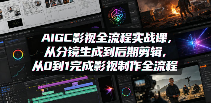 AIGC影视全流程实战课,从分镜生成到后期剪辑,从0到1完成影视制作全流程-网赚副业网