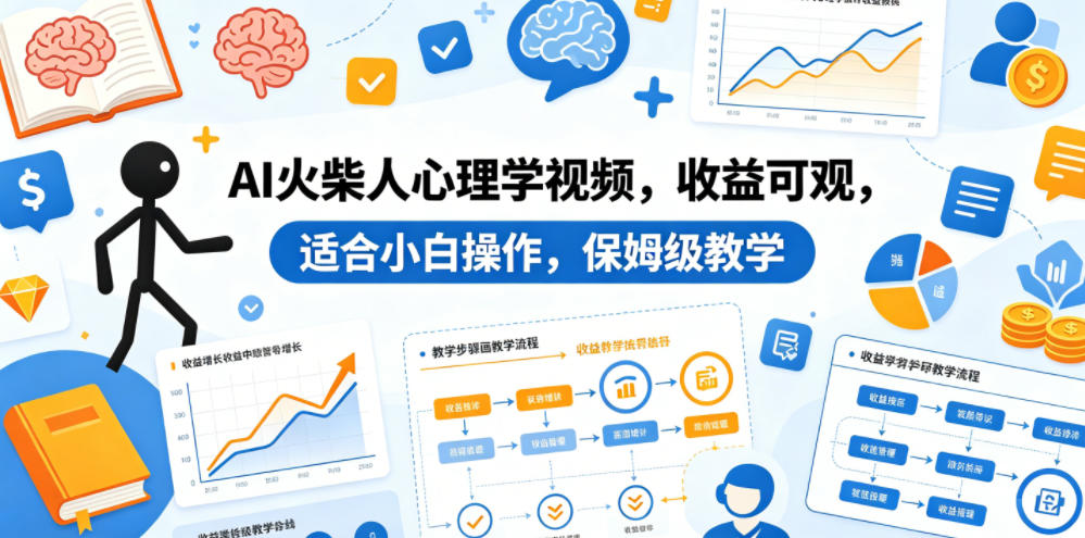 AI火柴人心理学视频，收益可观，适合小白操作，保姆级教学-网赚副业网