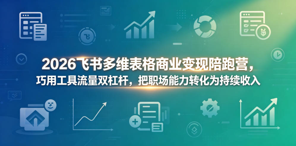 2026飞书多维表格商业变现陪跑营,巧用工具流量双杠杆,把职场能力转化为持续收入-网赚副业网