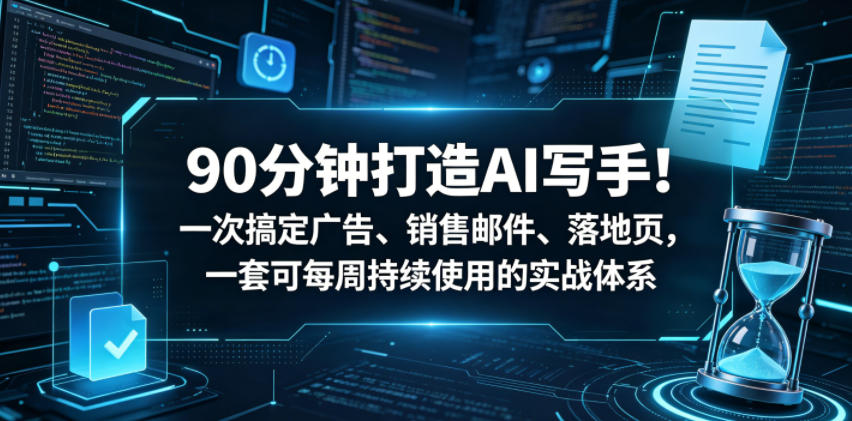 90分钟打造AI写手!一次搞定广告、销售邮件、落地页,一套可每周持续使用的实战体系【原创双语字幕】-网赚副业网