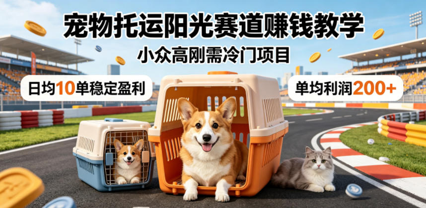 宠物托运阳光赛道賺钱教学,小众高刚需冷门项目,日均10单稳定盈利,单均利润200+-网赚副业网
