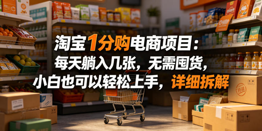淘宝1分购电商项目:每天躺入几张,无需囤货,小白也可以轻松上手,详细拆解-网赚副业网