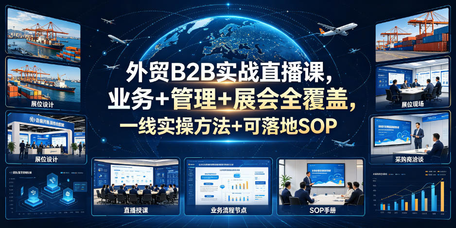 外贸B2B实战直播课,业务+管理+展会全覆盖,一线实操方法+可落地SOP-网赚副业网