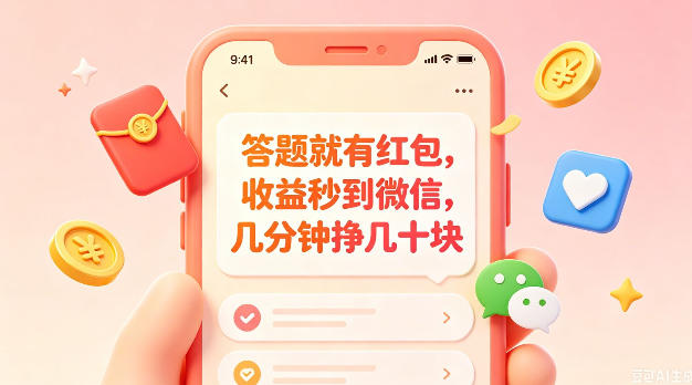 答题就有红包,收益秒到微信,几分钟挣几十块,学生党上班族宝妈都可以玩【揭秘】-网赚副业网