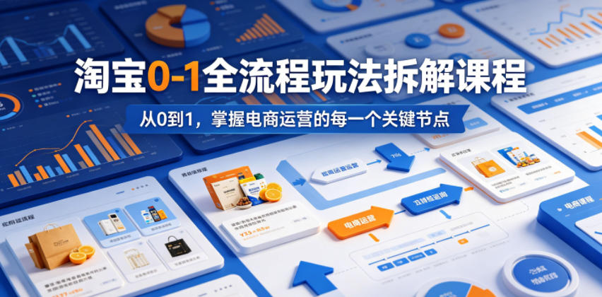 淘宝0-1全流程玩法拆解课程,从0到1,掌握电商运营的每一个关键节点-网赚副业网