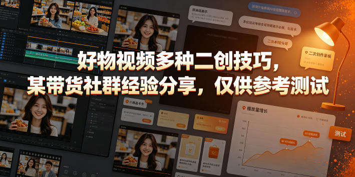 好物视频多种二创技巧,某带货社群经验分享,仅供参考测试-网赚副业网