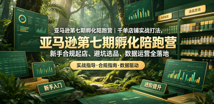 亚马逊第七期孵化陪跑营|千单店铺实战打法,新手合规起店、避坑选品、数据运营全落地-网赚副业网