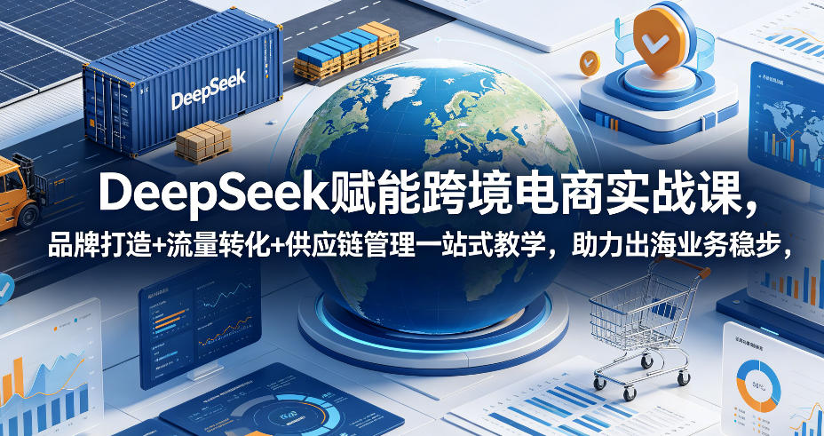 DeepSeek赋能跨境电商实战课,品牌打造+流量转化+供应链管理一站式教学,助力出海业务稳步发展-网赚副业网