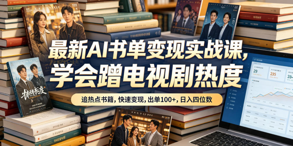 最新AI书单变现实战课,学会蹭电视剧热度,追热点书籍,快速变现,出单100+,日入四位数-网赚副业网