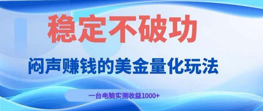 闷声賺钱的美金量化玩法,一台电脑实测收益1000+稳定不破功!【揭秘】-网赚副业网