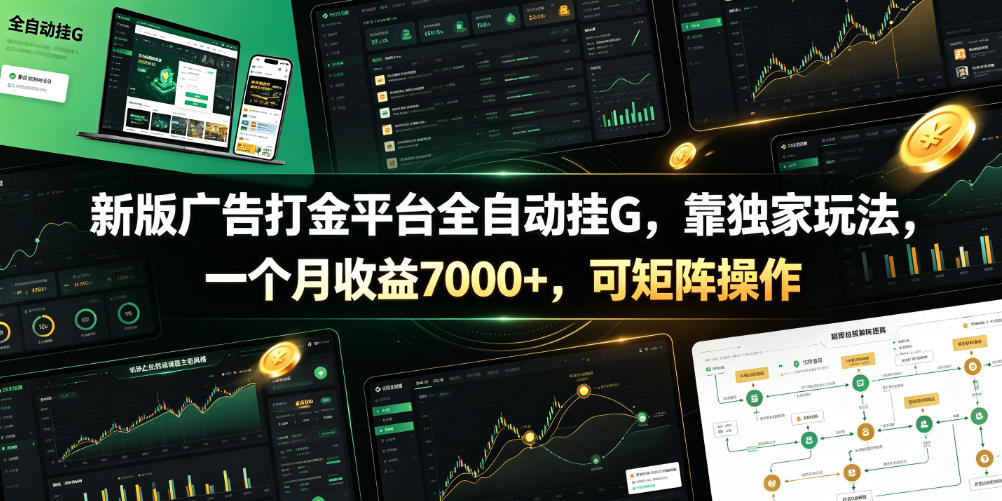 新版广告打金平台全自动挂G,靠独家玩法,一个月收益7000+,可矩阵操作【附全套脚本】【揭秘】-网赚副业网