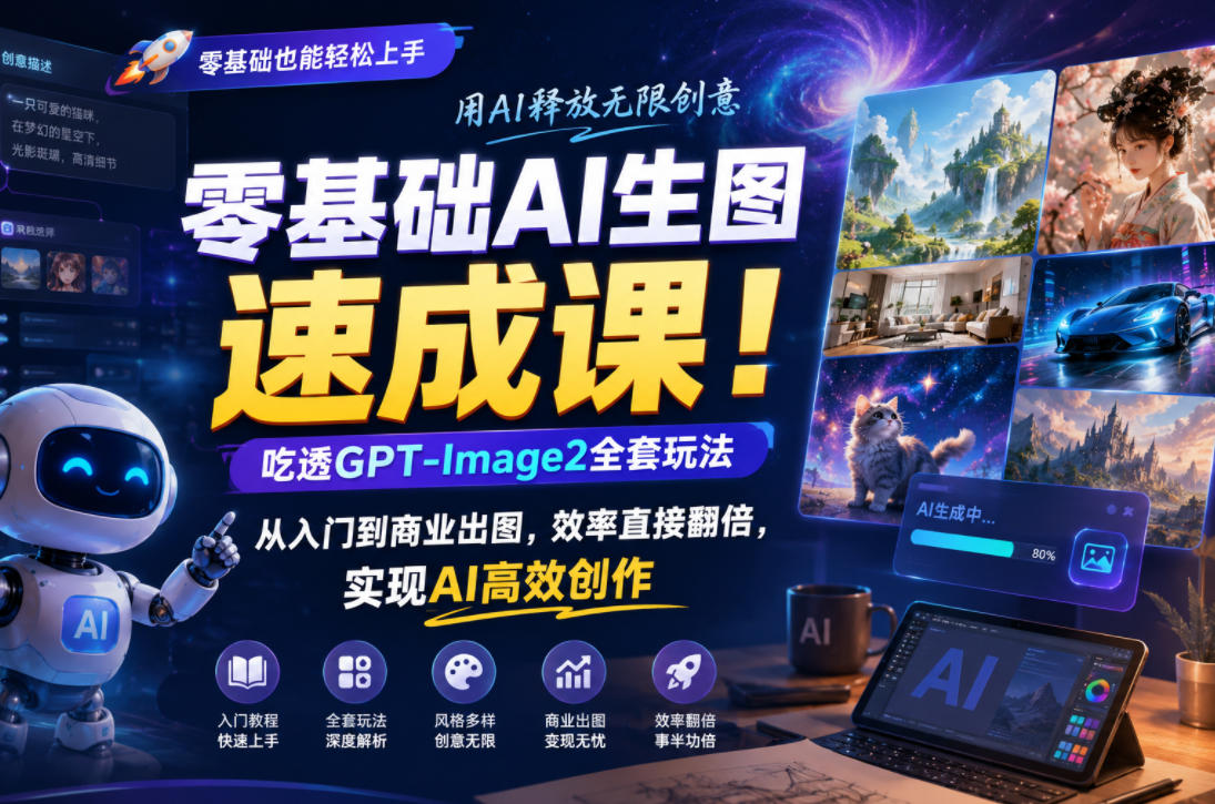 零基础AI生图速成课!吃透GPT-Image2全套玩法,从入门到商业出图,效率直接翻倍,实现AI高效创作-网赚副业网