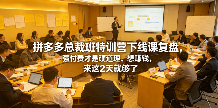 拼多多总裁班特训营下线课复盘,强付费才是硬道理,想賺钱,来这2天就够了-网赚副业网
