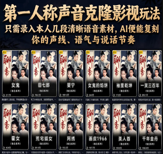 第一人称声音克隆影视玩法,只需录入本人几段清晰语音素材,AI便能复刻你的声线、语气与说话节奏-网赚副业网