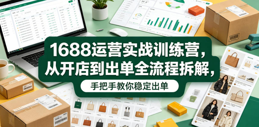 1688运营实战训练营，从开店到出单全流程拆解，手把手教你稳定出单-网赚副业网