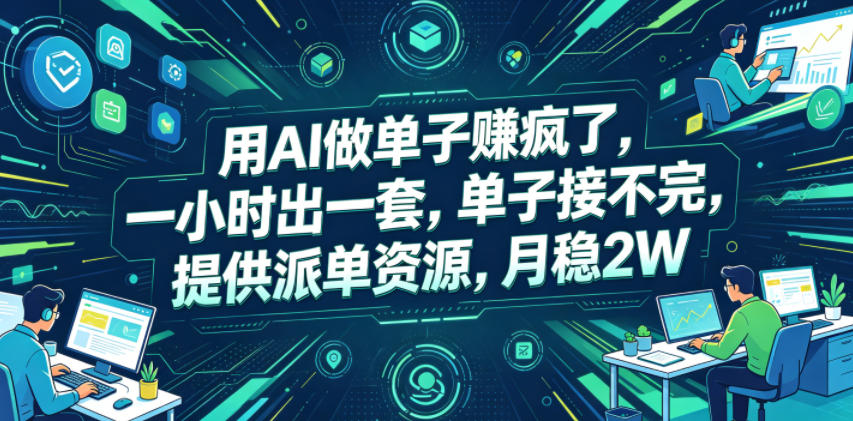 用AI做单子賺疯了,一小时出一套,单子接不完,提供派单资源,月稳2W【揭秘】-网赚副业网