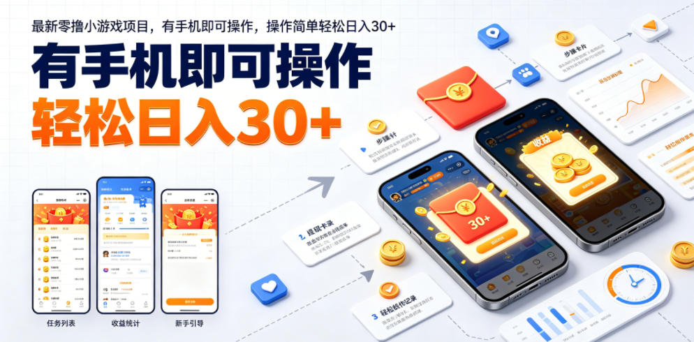 最新零撸小游戏项目,有手机即可操作,操作简单轻松日入30+-网赚副业网