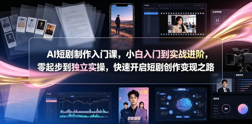 AI短剧制作入门课,小白入门到实战进阶,零起步到独立实操,快速开启短剧创作变现之路-网赚副业网