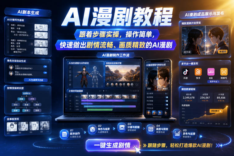AI漫剧教程,跟着步骤实操,操作简单,快速做出剧情流畅、画质精致的AI漫剧-网赚副业网