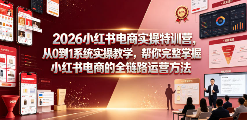 2026小红书电商实操特训营,从0到1系统实操教学,帮你完整掌握小红书电商的全链路运营方法-网赚副业网