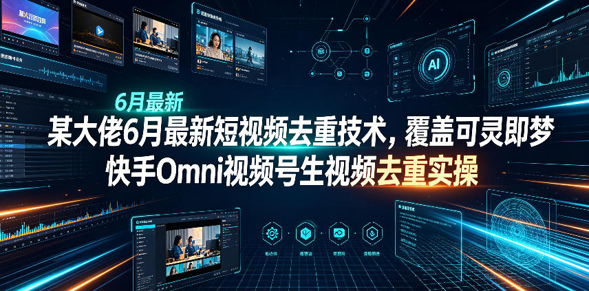 某大佬6月最新短视频去重技术,覆盖可灵即梦快手Omni视频号生视频去重实操-网赚副业网