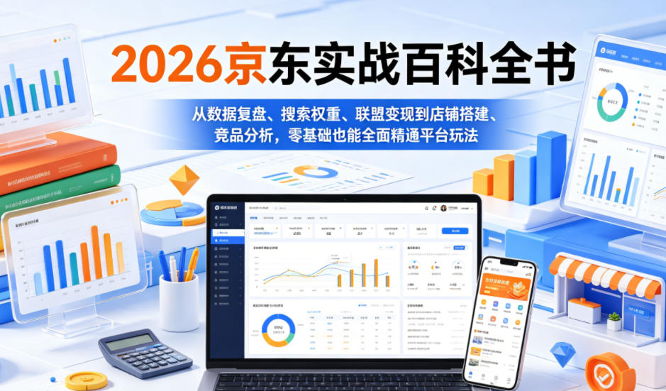 2026京东实战百科全书,从数据复盘、搜索权重、联盟变现到店铺搭建、竞品分析,零基础也能全面精通平台玩法-网赚副业网