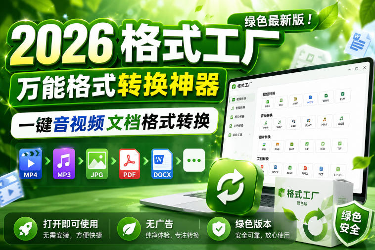 2026格式工厂绿色最新版!万能格式转换神器,一键音视频文档格式转换,打开即可使用,无广告绿色版本-网赚副业网