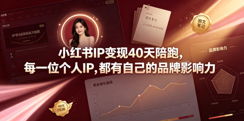 小红书IP变现40天陪跑,每一位个人IP,都有自己的品牌影响力-网赚副业网