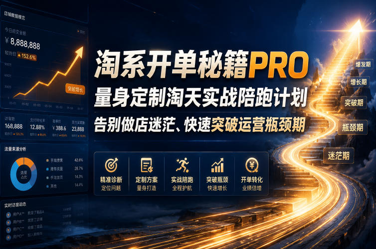 淘系开单秘籍PRO,量身定制淘天实战陪跑计划,告别做店迷茫、快速突破运营瓶颈期(2026年6月11)-网赚副业网