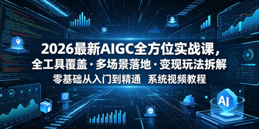 2026最新AIGC全方位实战课,全工具覆盖・多场景落地・变现玩法拆解,零基础从入门到精通系统视频教程-网赚副业网