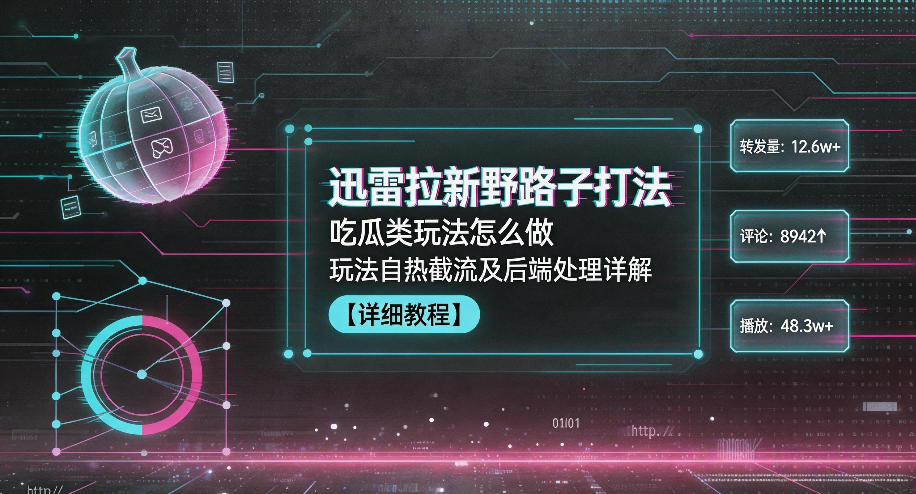 迅雷拉新野路子打法,吃瓜类玩法怎么做,玩法自热截流及后端处理详解-网赚副业网