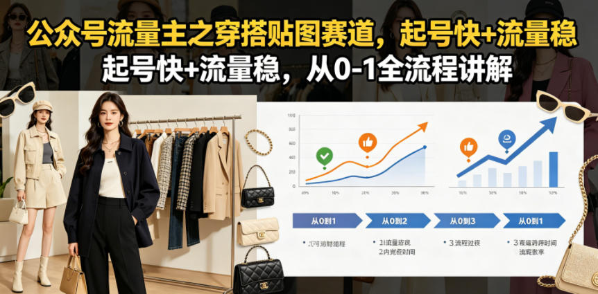 公众号流量主之穿搭贴图赛道,起号快+流量稳,从0-1全流程讲解-网赚副业网