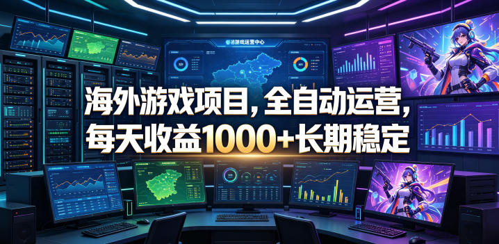 海外游戏项目,全自动运营,每天收益1000+长期稳定【揭秘】-网赚副业网