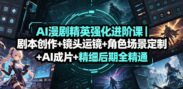 AI漫剧精英强化进阶课|剧本创作+镜头运镜+角色场景定制+AI成片+精细后期全精通-网赚副业网