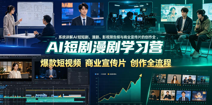 AI短剧漫剧学习营,系统讲解AI短剧、漫剧、影视预告片、爆款短视频与商业宣传片的创作全流程-网赚副业网