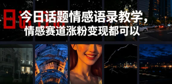 今日话题情感语录教学,情感赛道涨粉变现都可以-网赚副业网