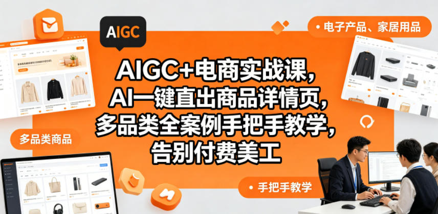 AIGC+电商实战课,AI一键直出商品详情页,多品类全案例手把手教学,告别付费美工(更新0704)-网赚副业网