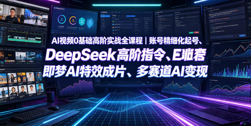 AI视频0基础高阶实战全课程|账号精细化起号、DeepSeek高阶指令、即梦AI特效成片、多赛道AI短视频量产变现-网赚副业网
