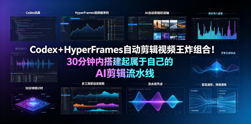 Codex+HyperFrames自动剪辑视频王炸组合!30分钟内搭建起属于自己的AI剪辑流水线(完整版实操教程手册)-网赚副业网