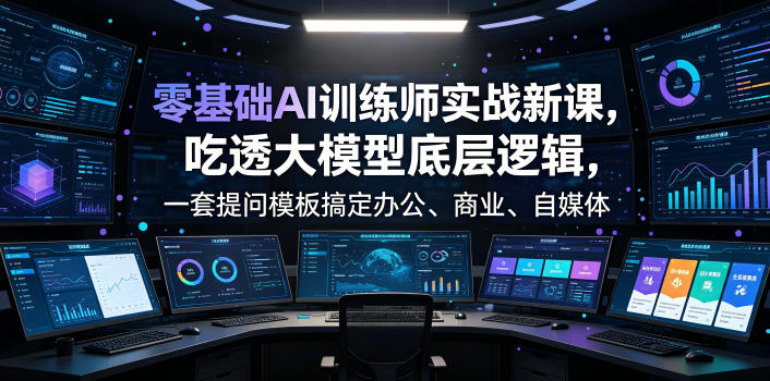 零基础AI训练师实战课,吃透大模型底层逻辑,一套提问模板搞定办公、商业、自媒体、设计、生活全场景AI落地应用-网赚副业网