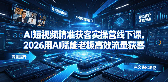 AI短视频精准获客实操营6月10-14号线下课,2026用AI赋能老板高效流量获客-网赚副业网