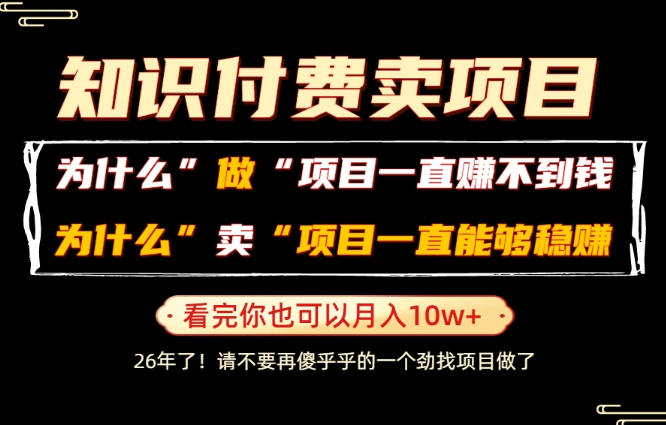 普通人为什么能够靠卖项目轻松月入10W+,而做项目却容易成炮灰,卖项目为什么能够稳賺不赔?【揭秘】-网赚副业网