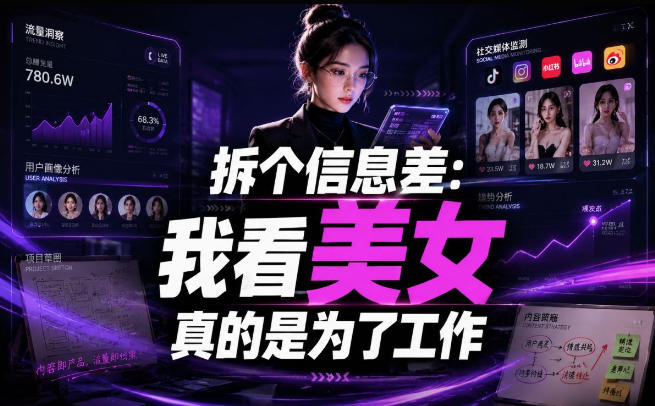 【理直气壮】我给看美女找了一个非常恰当的理由,信息差项目-网赚副业网