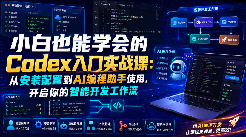 小白也能学会的Codex入门实战课:从安装配置到AI编程助手使用,开启你的智能开发工作流-网赚副业网