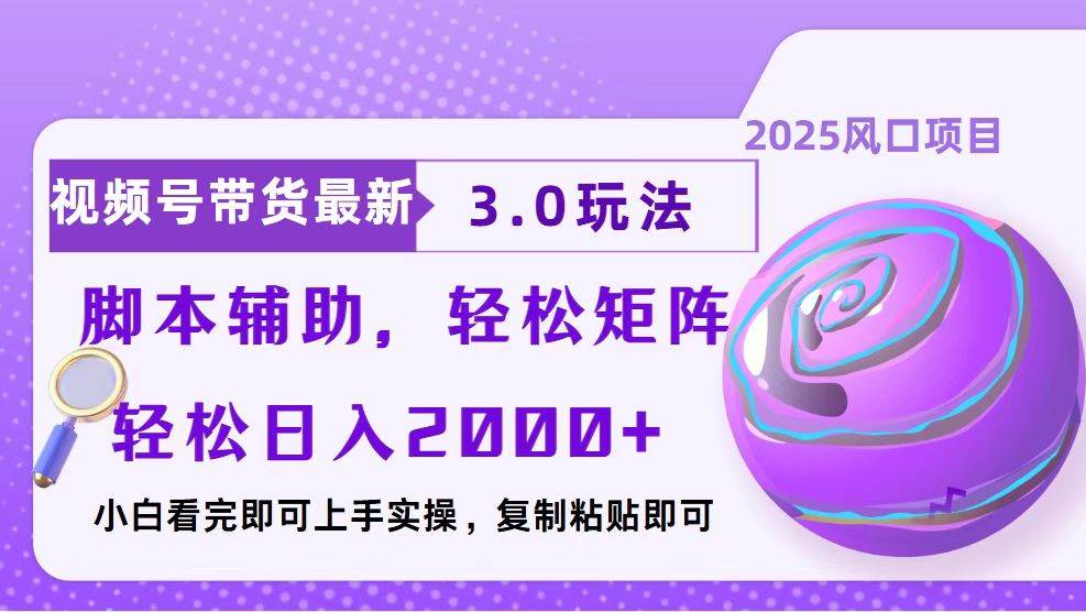 (13959期)视频号带货最新3.0玩法,作品制作简单,当天起号,复制粘贴,脚本辅助...-网赚副业网