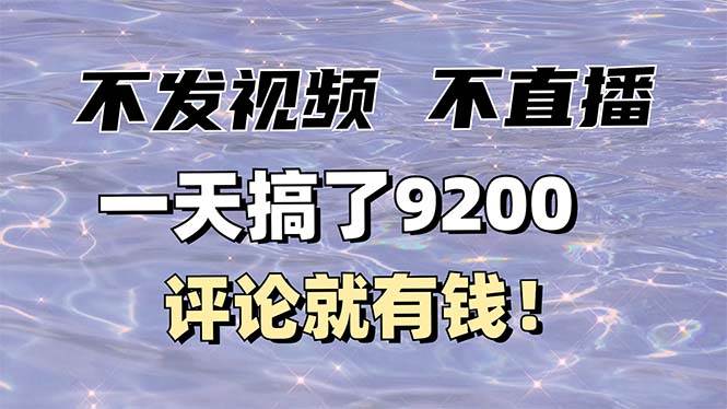 (14018期)不发作品不直播,评论就有钱,一条最高10块,一天搞了9200-网赚副业网
