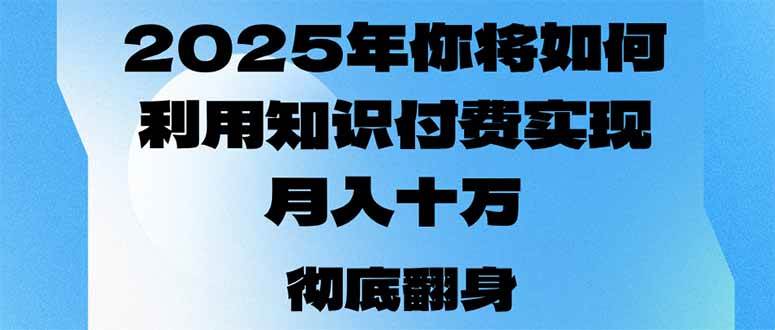 (14061期)2025年,你将如何利用知识付费实现月入十万,甚至年入百万?-网赚副业网