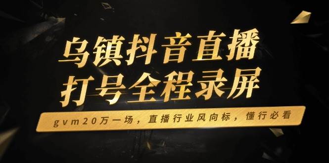 (14014期)乌镇抖音直播打号全程录屏,gvm20万一场,直播行业风向标,懂行必看-网赚副业网